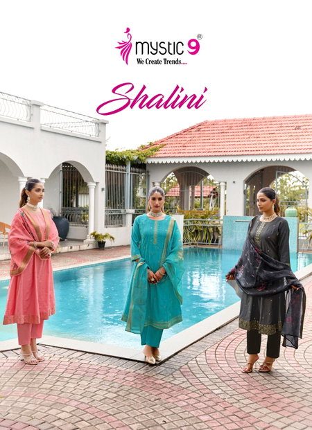 Shalini Vol 1 By Mystic 9 Vertican Shimmer Kurti With Bottom Dupatta Exporters In India
